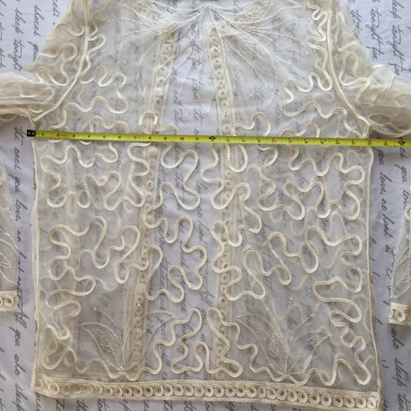 Ladies Lace Beaded Jacket Ivory L/XL Unique Int'l - Picture 5 of 14